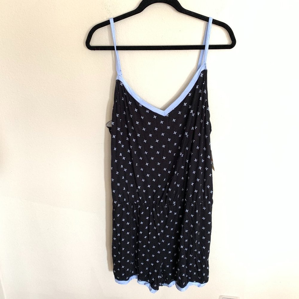 NWT! Alfani Ultra Soft Contrast Trim Pajama Romper - Picture 3 of 4